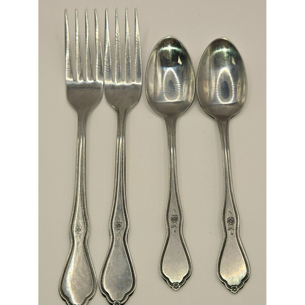 Vintage Select Stainless Steel 4-Piece Flatware Replacement Set – Floral Scroll